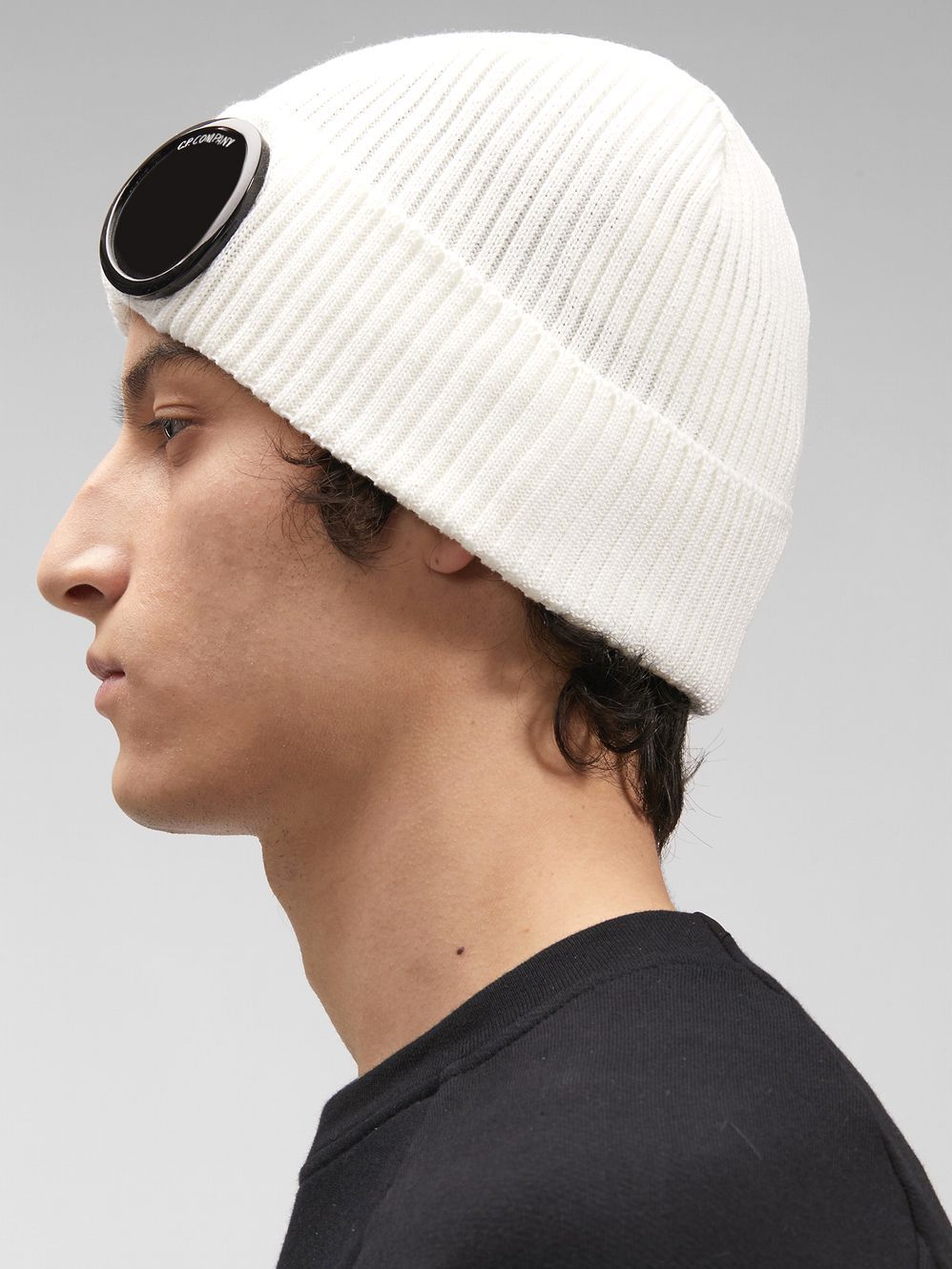 [c.p company] ゴーグルビーニー白 C.P. COMPANY - KNIT CAP IN EF WOOL GOGGLE BEANIE ゴーグル