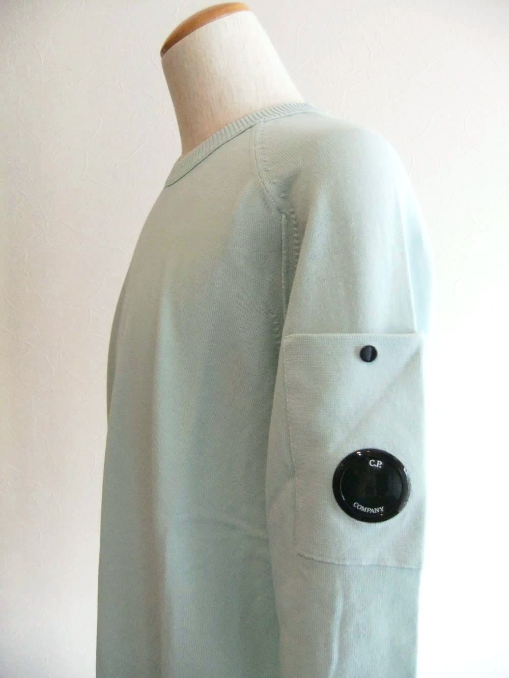 COTTON CREPE CREWNECK LENS SWEATER  (ブルー） コットン クルーネック セーター