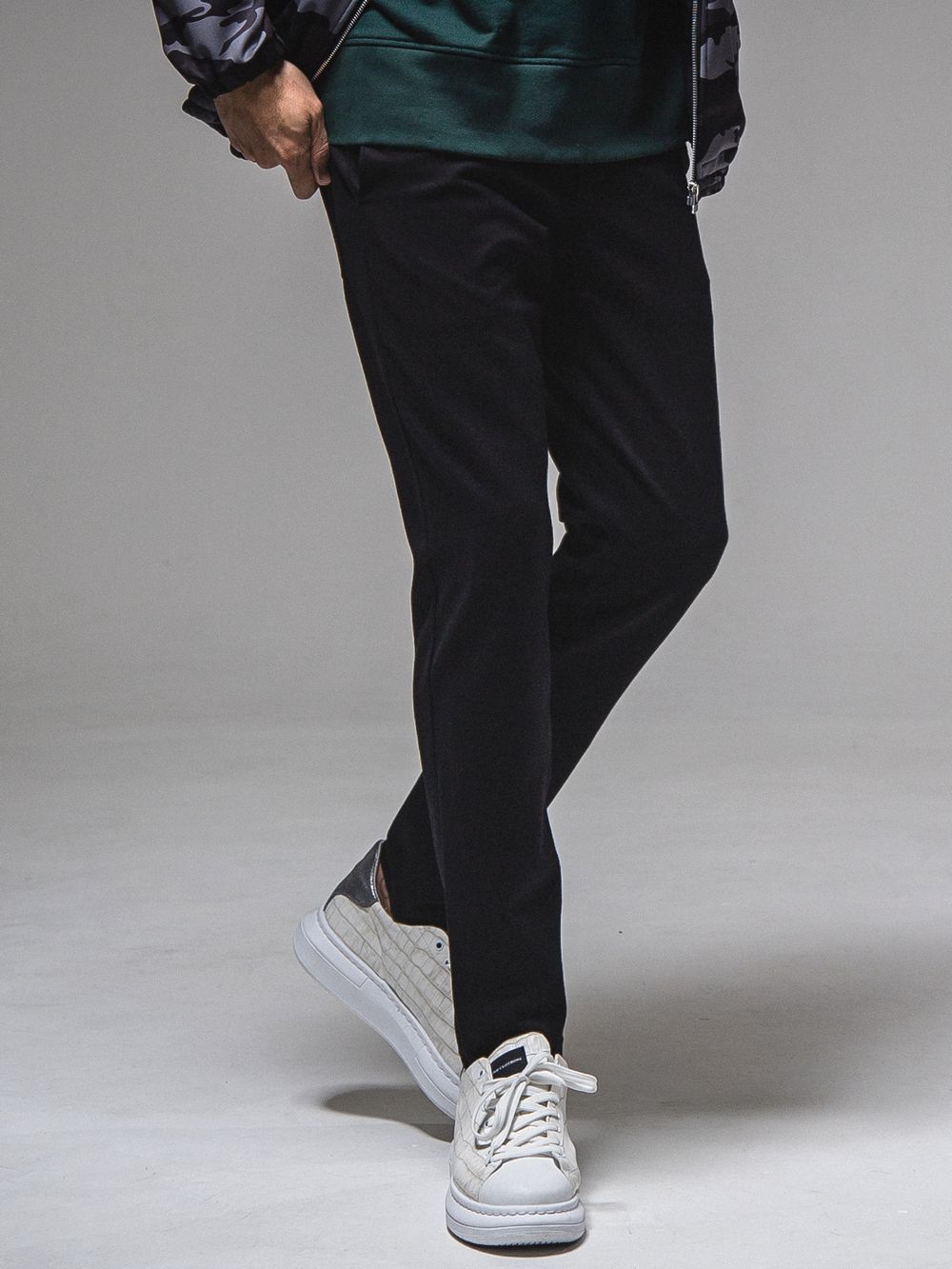 ERIC EASY PANTS BLACK    (ブラック)   スラックス型イージーパンツ