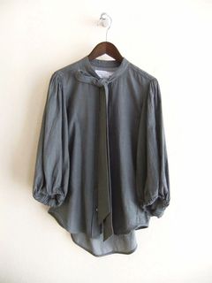 ボウタイ デザイン コットン シャンブレー ブラウス    626912