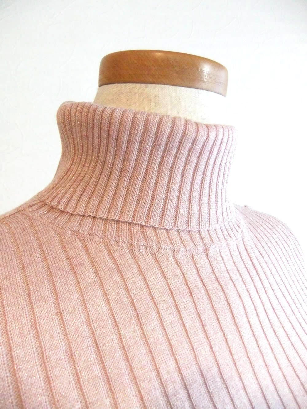 トタン リブ タートル ラメニット   （ピンク）  A148206M