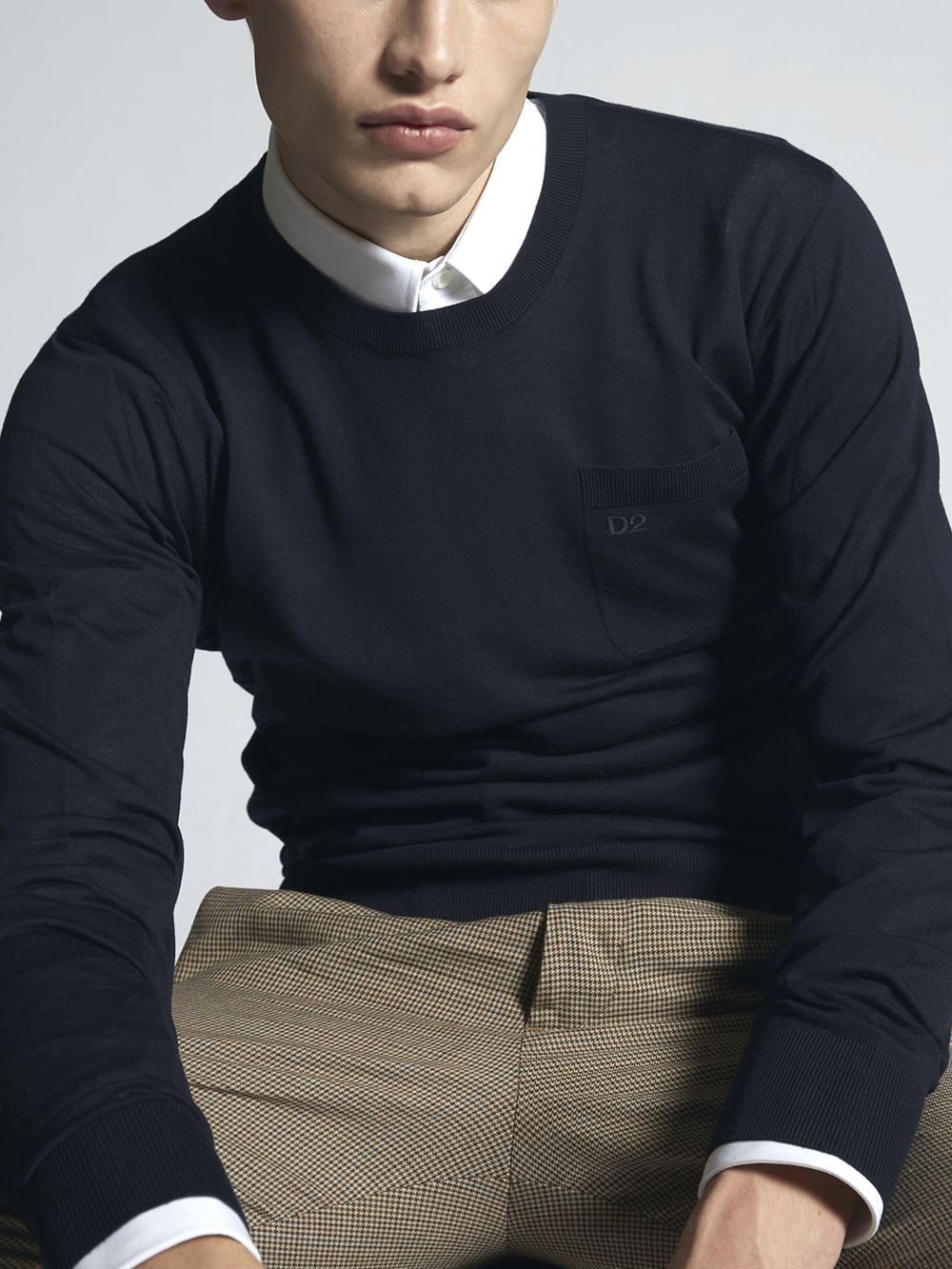 D2 EMBROIDERED KNIT SWEATER ウール クルーネックセーター  S74HA1103