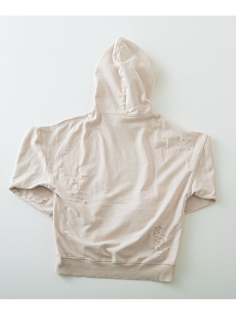 VINTAGE loose hoodie  (ホワイト)  度詰め裏毛 クラッシュ加工 ヴィンテージルーズパーカー