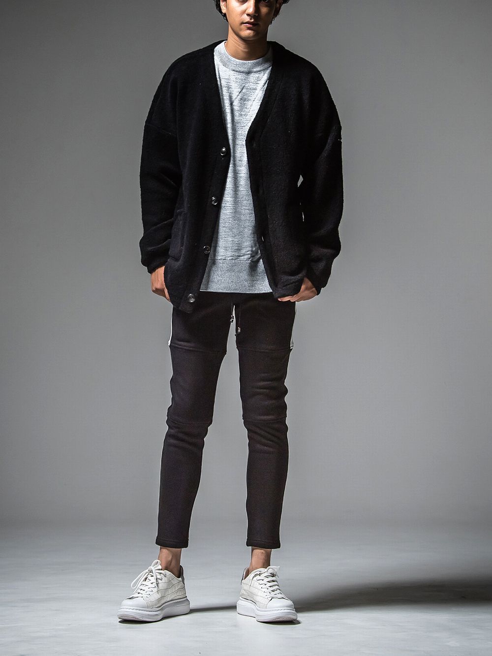 ANGOLA BOA PILE CARDIGAN  (ブラック)  アンゴラ ボアパイル カーディガン