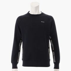 MENS SIDE LOGO LINE CREW NECK （ブラック）  ストレッチ ロゴ クルーネックスウェット