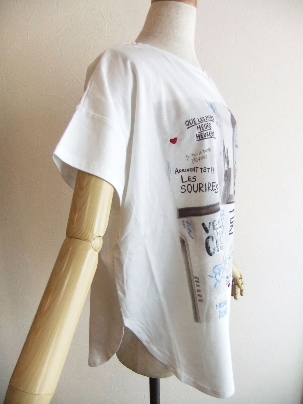 【jeune】 刺繍＋スパンコール フォトプリント コットン Tシャツ  J144713M