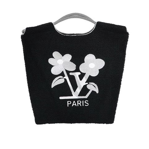 【MICALLE MICALLE Account】 HOMMAGE  FLOWER PARIS FLUFFY TOTE BAG  (ブラック)  オマージュ トートバッグ  MAJ101GDE