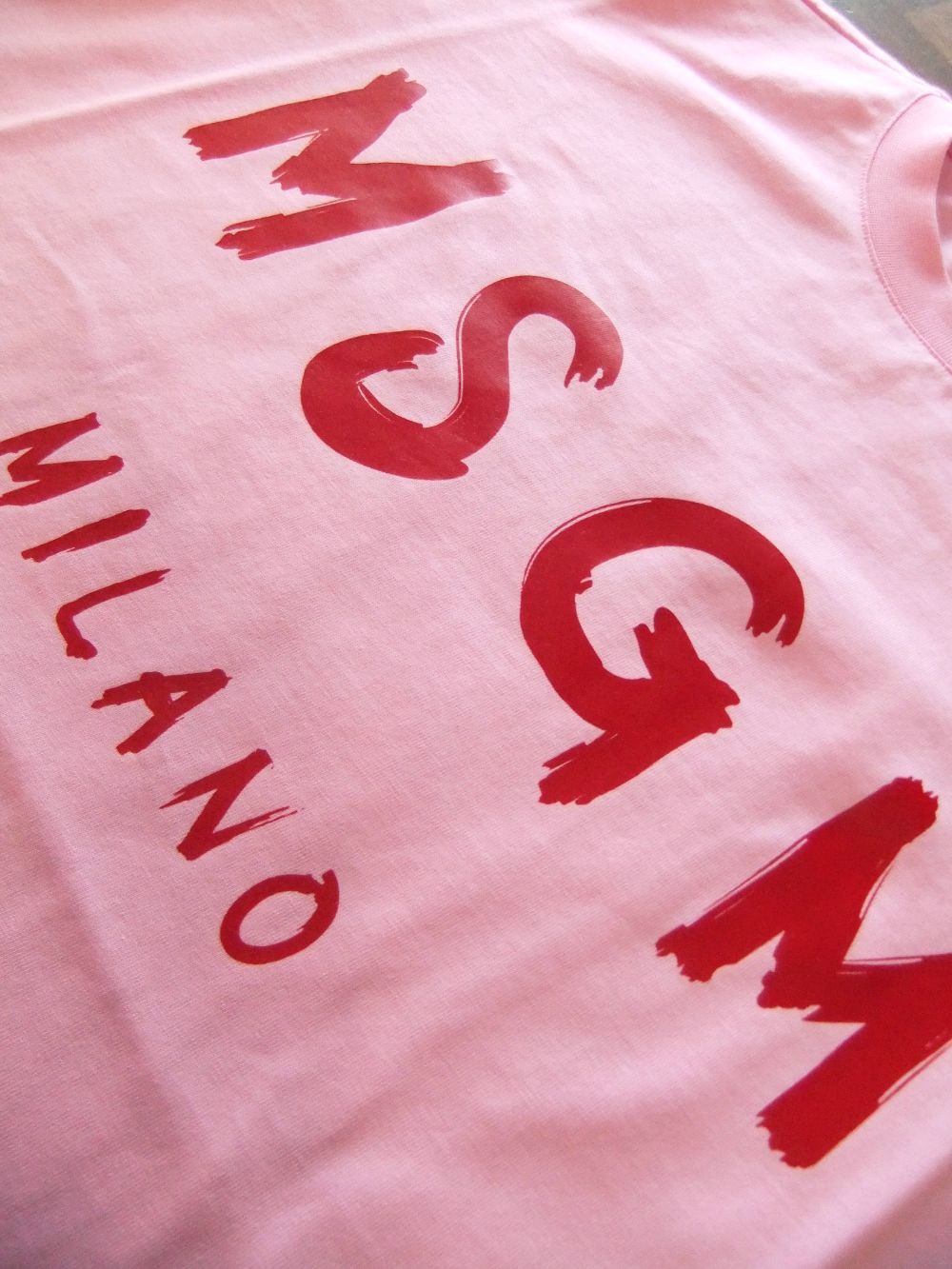 《LADIES》 筆描き ロゴプリント コットン Tシャツ (ピンク)  3041MDM60-217298
