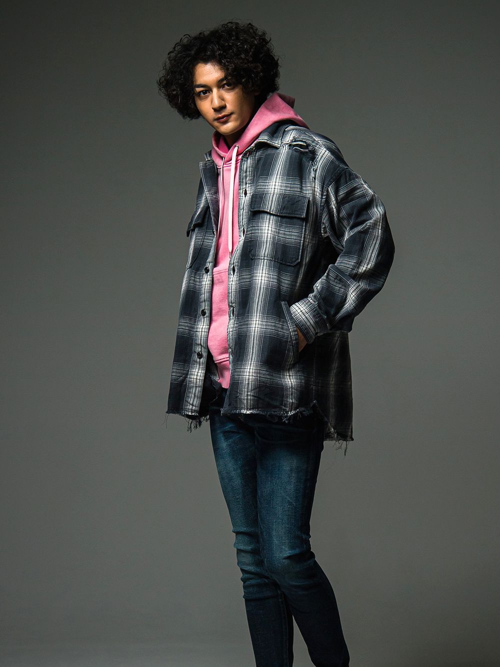 grunge check shirt   オ－バーサイズ チェックシャツ