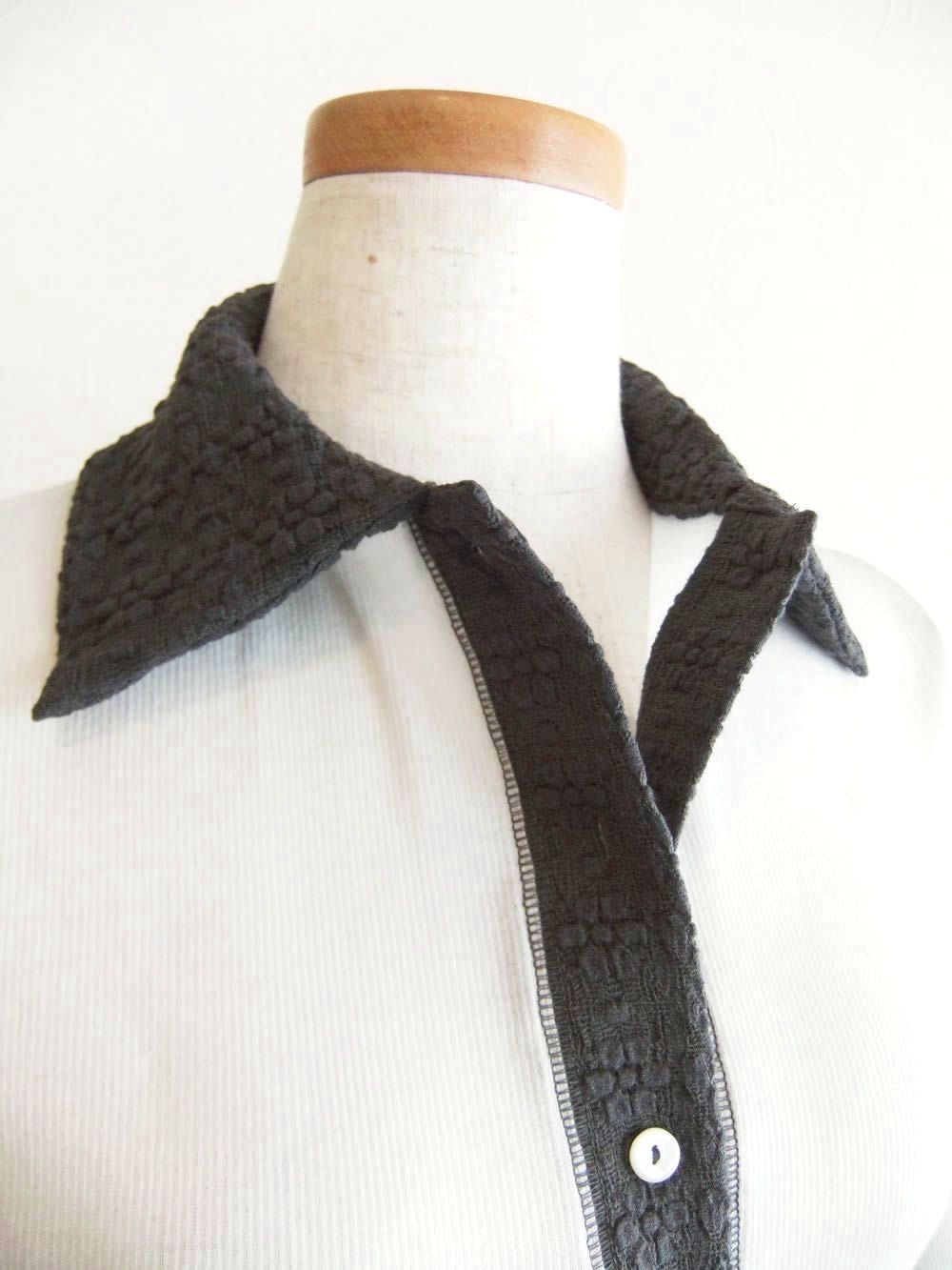 【Klassiek】 シアーコットン ガーゼ レース襟 クレリック シャツ     K149521M