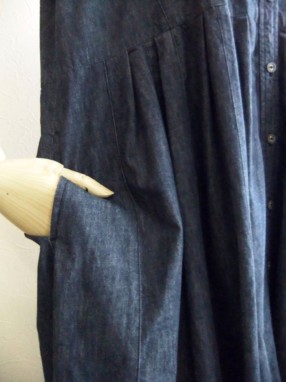 ウォッシュド デニム  ロング シャツワンピース  214004