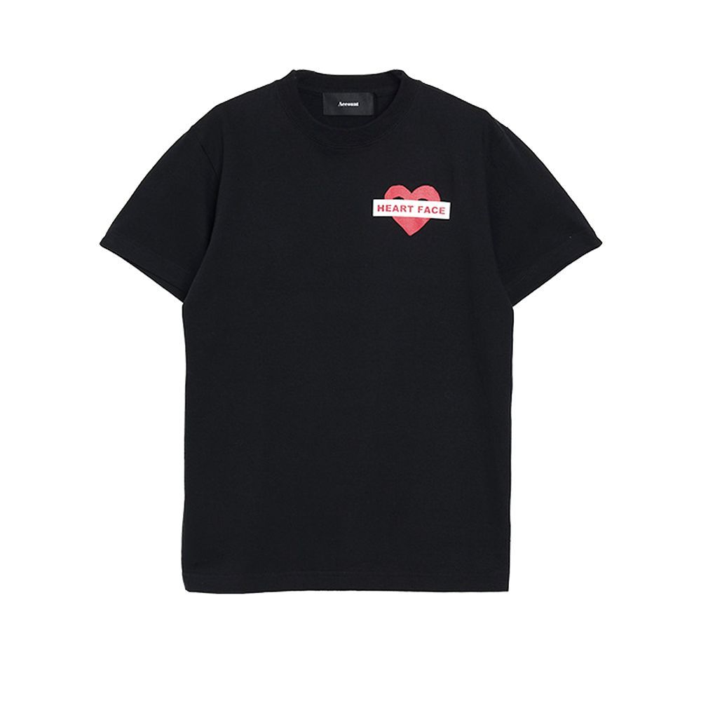 【MICALLE MICALLE Account】 HOMMAGE  HEART FACE T-SHIRT  (ブラック)   ロゴ T-SHIRT   MAB107TCA