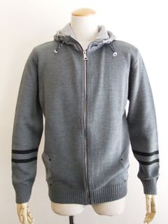 SOJI  ニット切替 ジップアップ パーカー