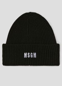 ロゴ刺繍入り リブ ニットキャップ (ブラック)  3141ML04-217780-81