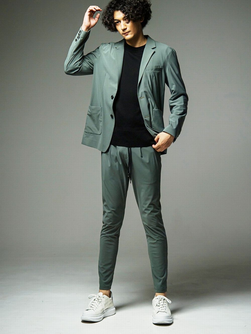 CHRIS EASY TUCK PANTS スラックス イージー タックパンツ (カーキ)