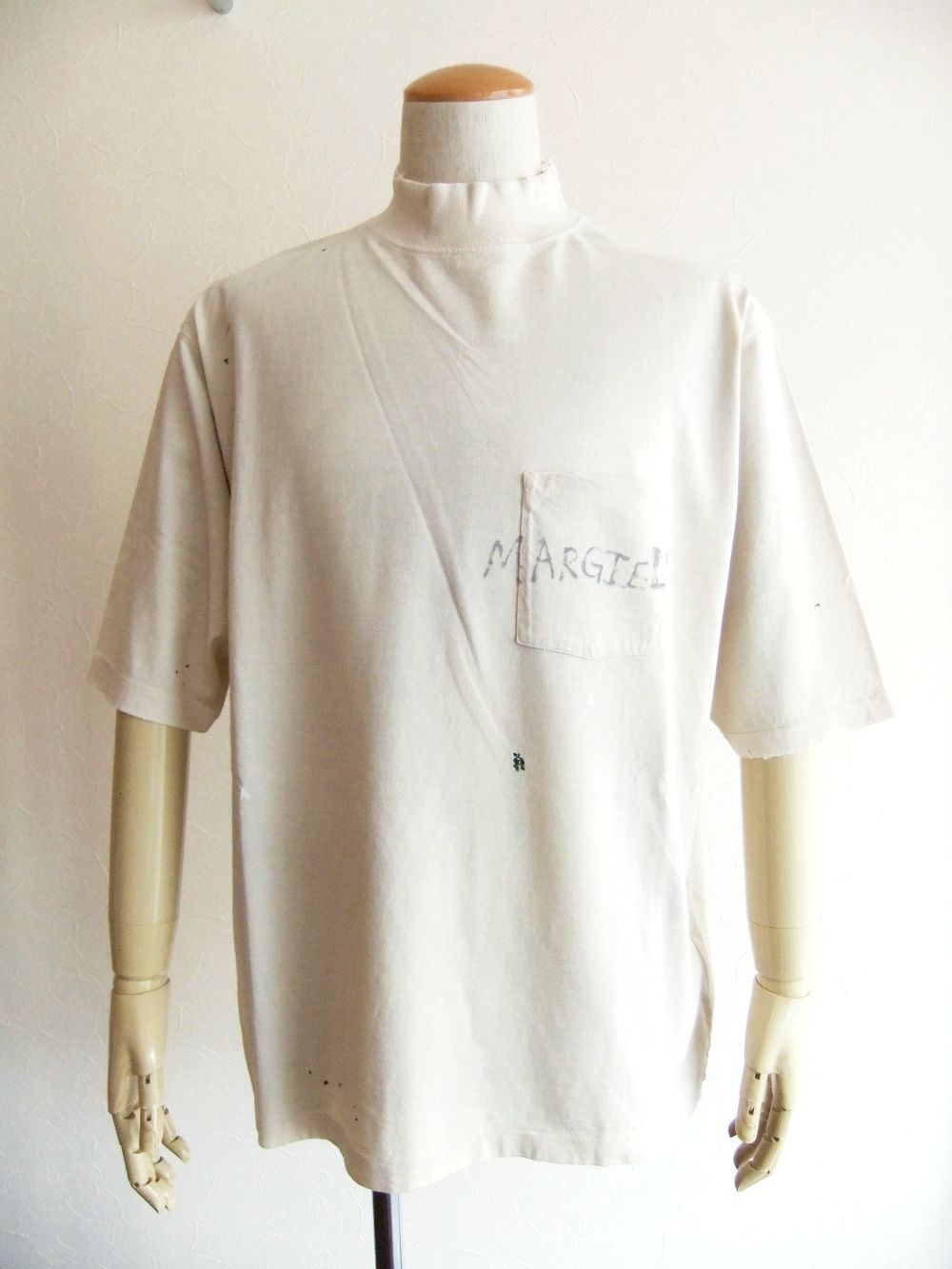 MAISON MARGIELA    (クリーム)  ハイネック コットン Tシャツ