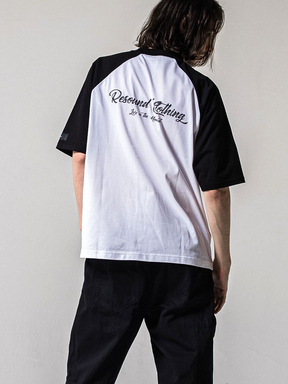 BACK RC RAGLAN OVER T  (ホワイト / ブラック)   グランスリーブオーバーTシャツ