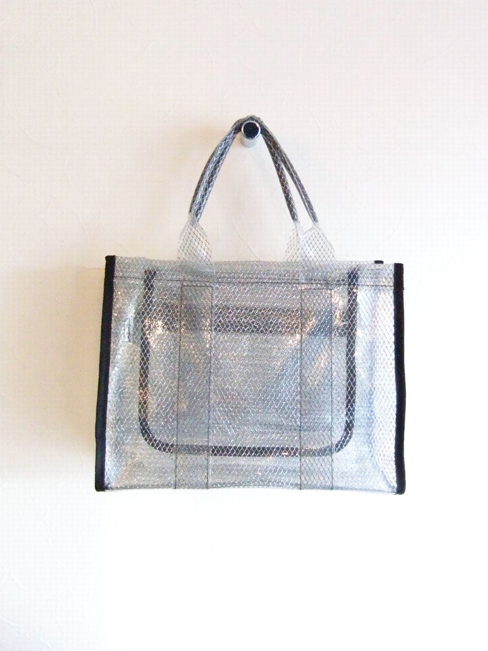 【MICALLE MICALLE Accessory】 クリア トートバッグ (ブラック) MMC152GDB