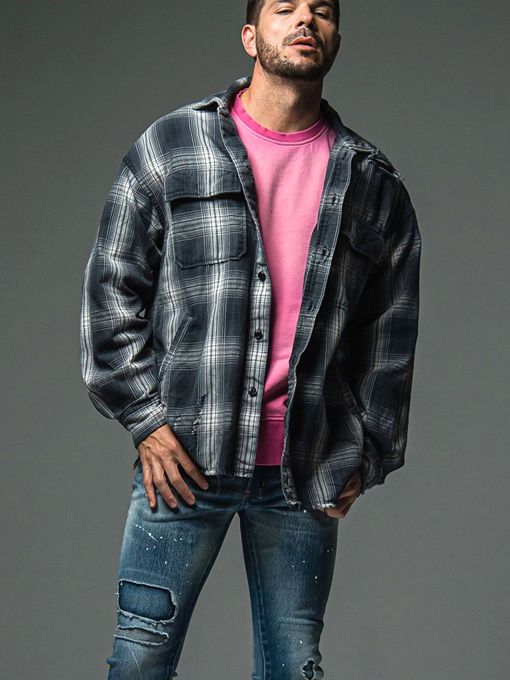 RESOUND CLOTHING - grunge check shirt オ－バーサイズ チェック