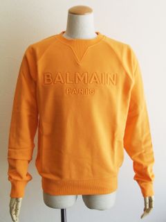 オレンジ コットン スウェットシャツ オレンジ Balmain Paris エンボスロゴ   VH1JQ005/B025