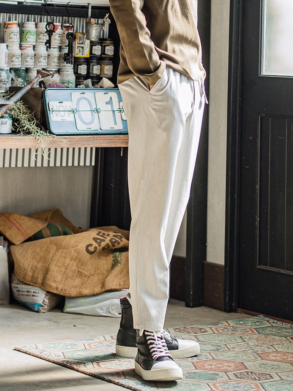 PAT WIDE EASY PANTS   ワイド イージーパンツ （グレー） RC31-ST-036
