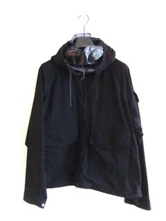 KNITTED NYLON JERSEY EXPLORER JACKET   (ダークネイビー)  ジップアップ フード付き ジャケット