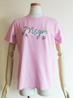 《LADIES》 SPRING ロゴ+フラワープリント コットン Tシャツ  (ピンク)  MDM170-217298-42