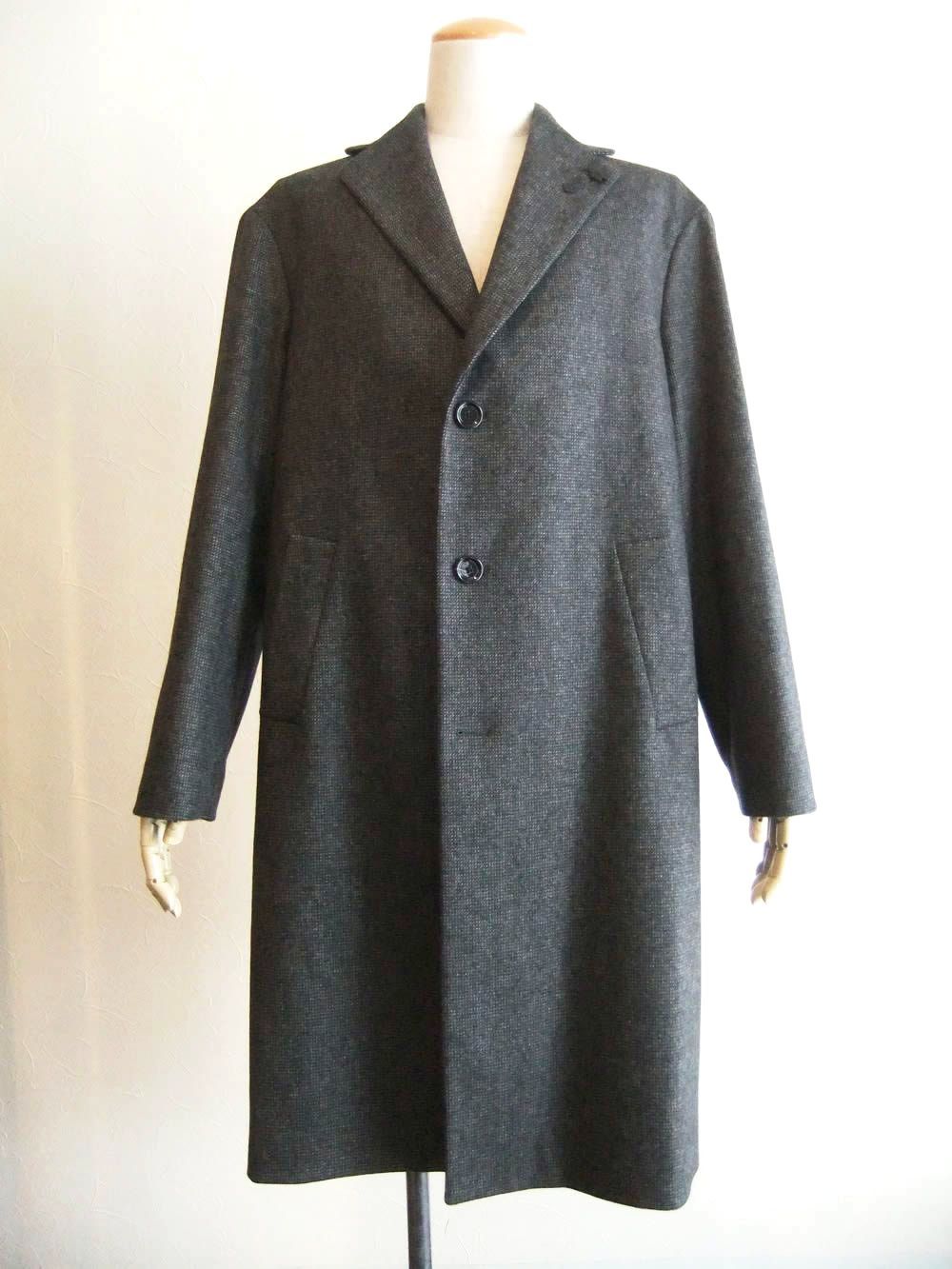 ウール チェック シングル チェスター コート