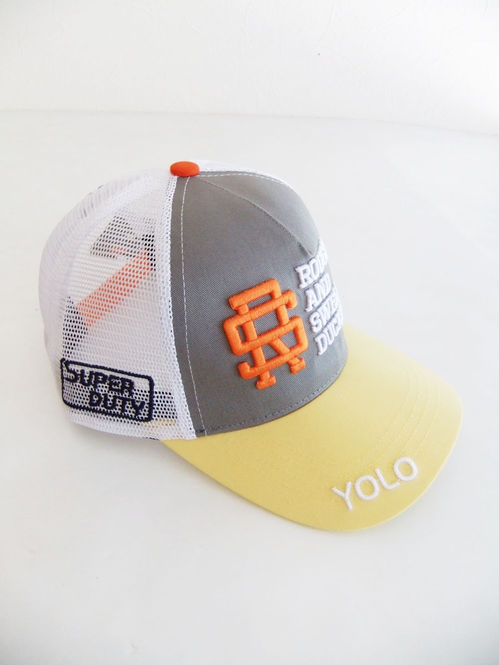 MESH TOUR CAP ( グレー×イエロー ) ロゴ入りキャップ RSA-22001