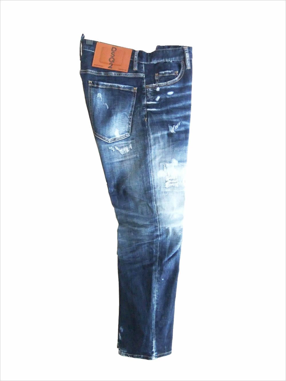 DARK WHITE LINE WASH LONDON BRO JEANS   ダメージ ワイドジーンズ   S71LB1581