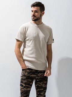 SILK HALF KNT   RC28-K-001 (ベージュ)   半袖クルーネック ニット