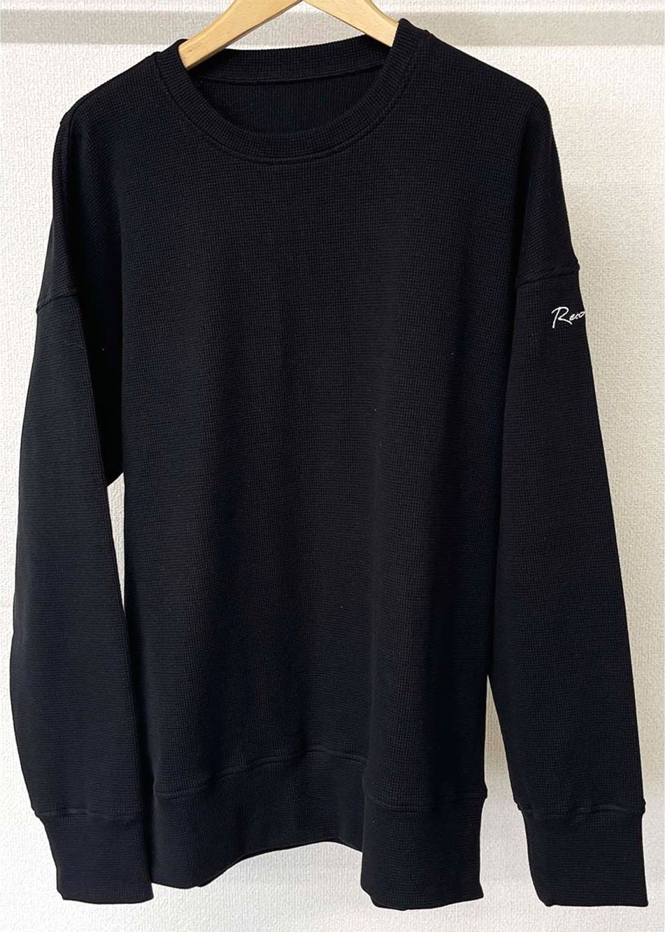 wafful thermal loose trainer  RC27-C-002 (ブラック)  ワッフルサーマルルーズトレーナー