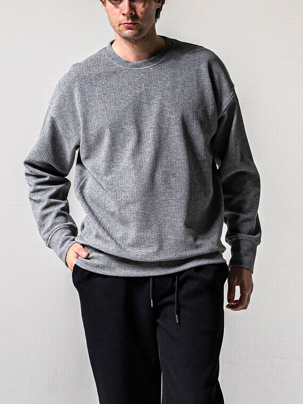 BLISTER TRAINER  (グレー)   ブリスターニットトレーナー