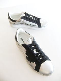 BOXER SNEAKERS  (シルバー) ロゴ レザースニーカー