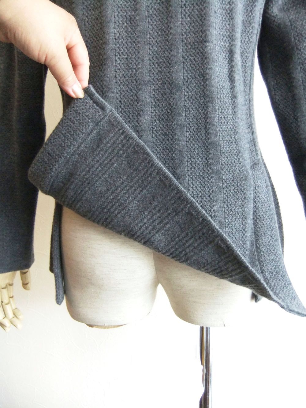 KNIT 2B JACKET (グレー) ウール カシミヤ ニットジャケット