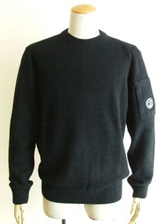 FLEECE KNIT JUMPER  (ブラック) ウール クルーネック セーター