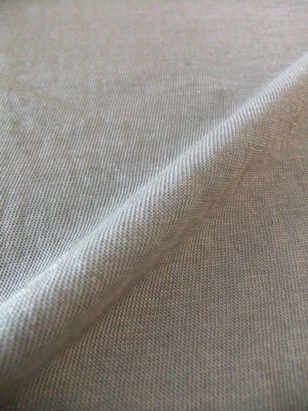 【jeune】 パフスリーブ コットン ラメ Tシャツ  (グレージュ) J145817M