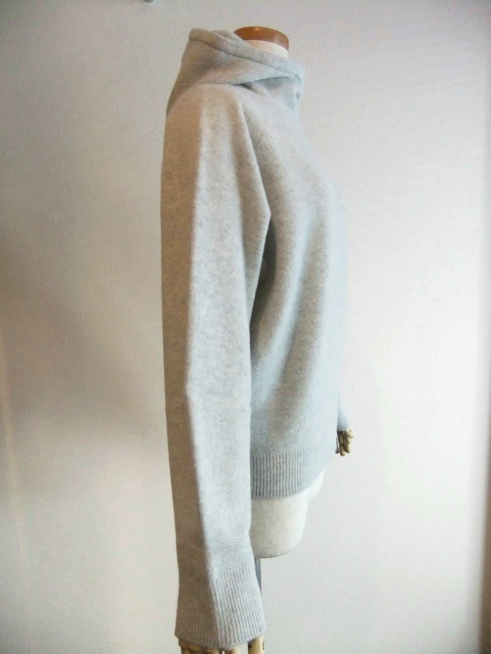 メリノウール ニット パーカー セーター  (ライトグレー)  A147101M