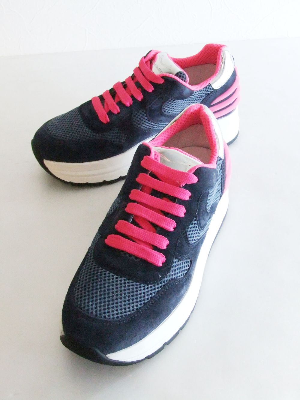 〈LADIES〉 MARAN POWER  メッシュ × レザー  スニーカー  (ネイビー) 1C78