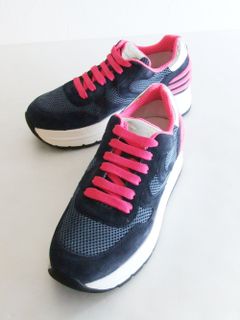 〈LADIES〉 MARAN POWER  メッシュ × レザー  スニーカー  (ネイビー) 1C78