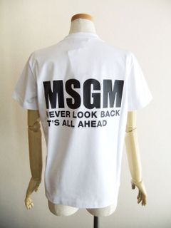 《LADIES》 NEVER LOOK BACK ステートメント ロゴ Tシャツ   3441MDM104   (ホワイト)