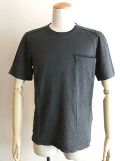 コットン / リネン クルーネック  H / Tシャツ  ( グレー )
