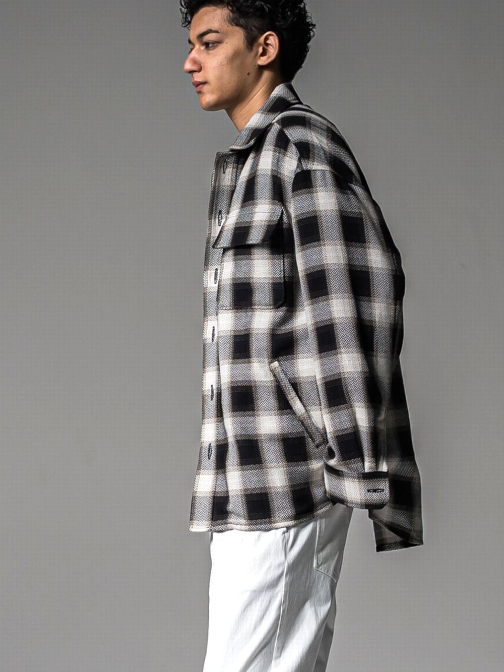 CHECK CPO SHIRTS JK  コットン チェック シャツ ジャケット （ブラック）