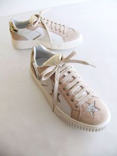 〈LADIES〉 LIPARI STAR レザー × スエード ネタリック☆ スニーカー  1E05