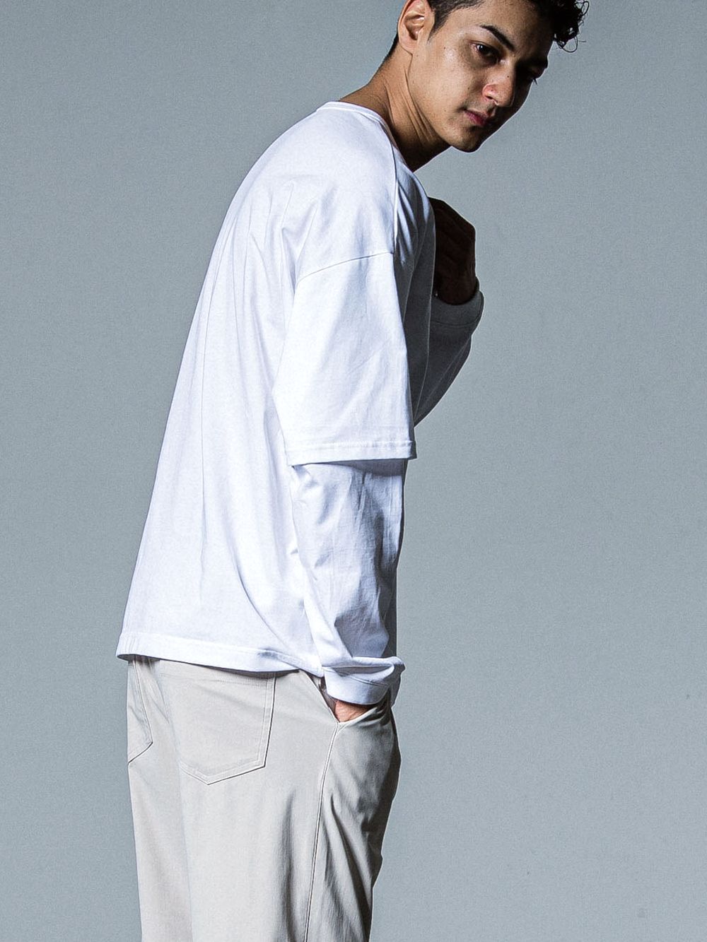 fake layered longsleave   フェイクレイヤード ロングスリーブ Tシャツ (ホワイト)   RC33-T-003