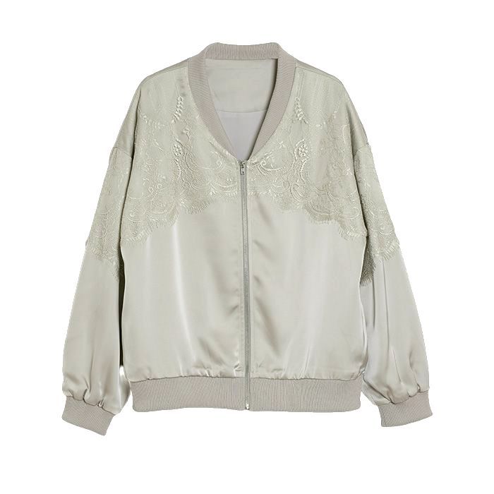 レース重ね サテン ZIP ブルゾン    MML100JEA