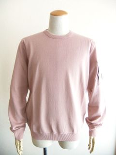 COTTON CREPE CREW NECK KNIT  (サーモンピンク） コットン クルーネック セーター