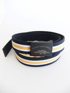 TRICOLOR BELT    R&S ロゴベルト  (ネイビー × イエロー)   RSA-22012