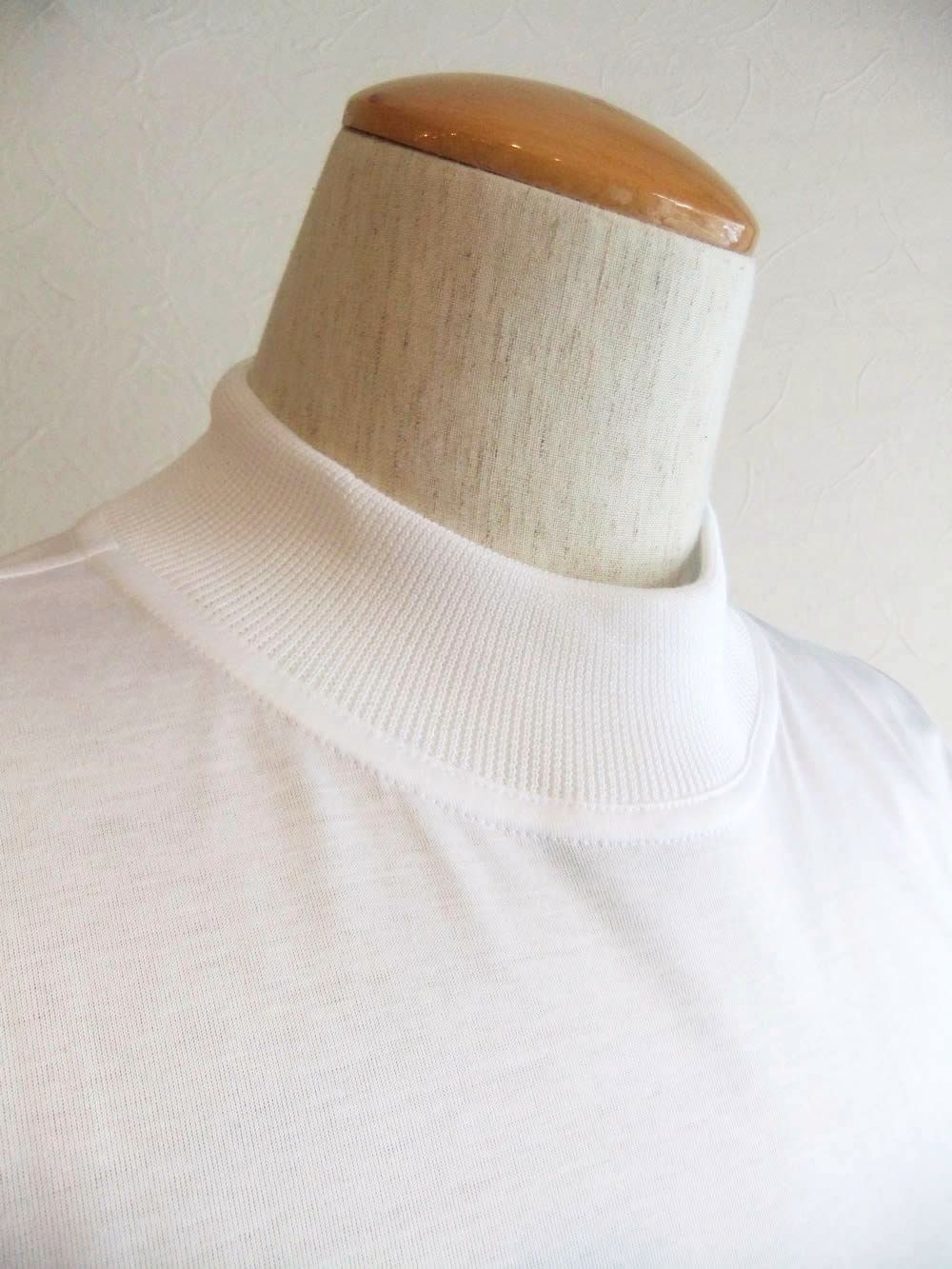 マーセライズ モックネック Tシャツ  (ホワイト)