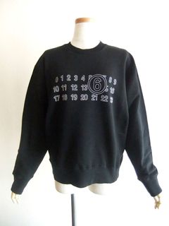 【レディース】MM⑥ Maison Margiela  （ブラック）  ナンバリング スウェット プルオーバ